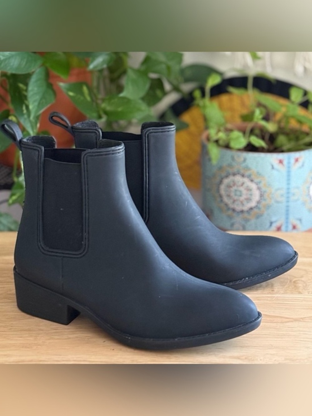 Jeffrey Campbell Play Forecast Matte Black Chelsea Rain Boots Size 10